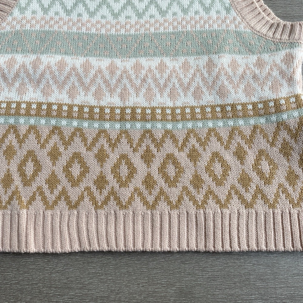 Hazel Moon Small Pink Preppy Sweater Vest Cozy Argyle Sleeveless Women's 1409 - Picture 2 of 6